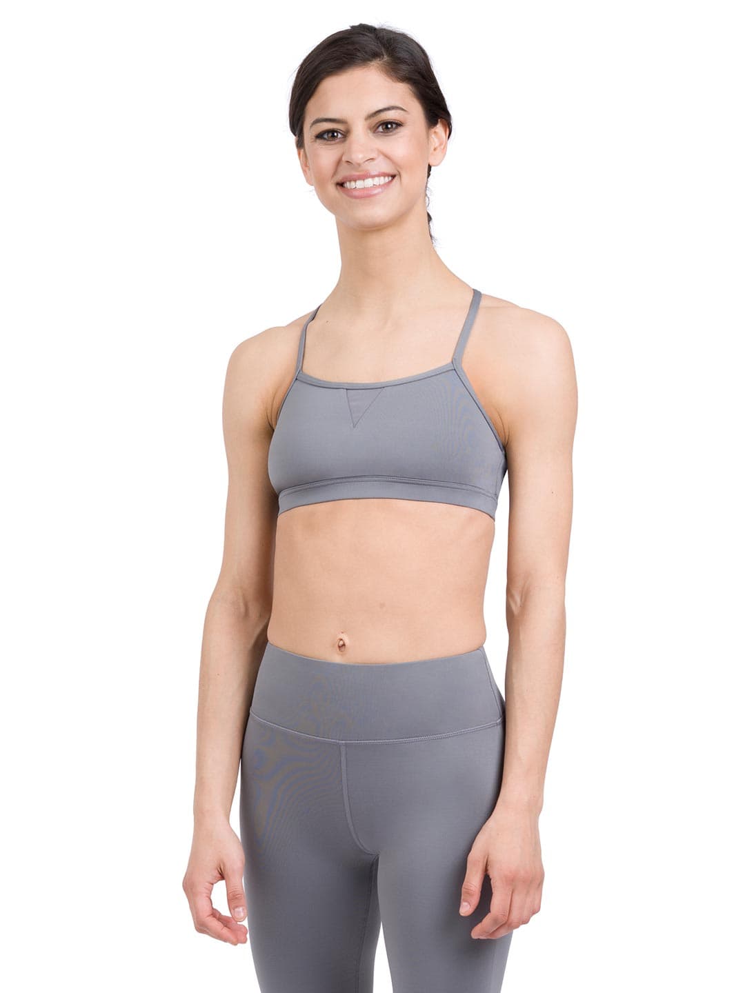 11290W Strappy Bra w/Triangular Mesh Gray S