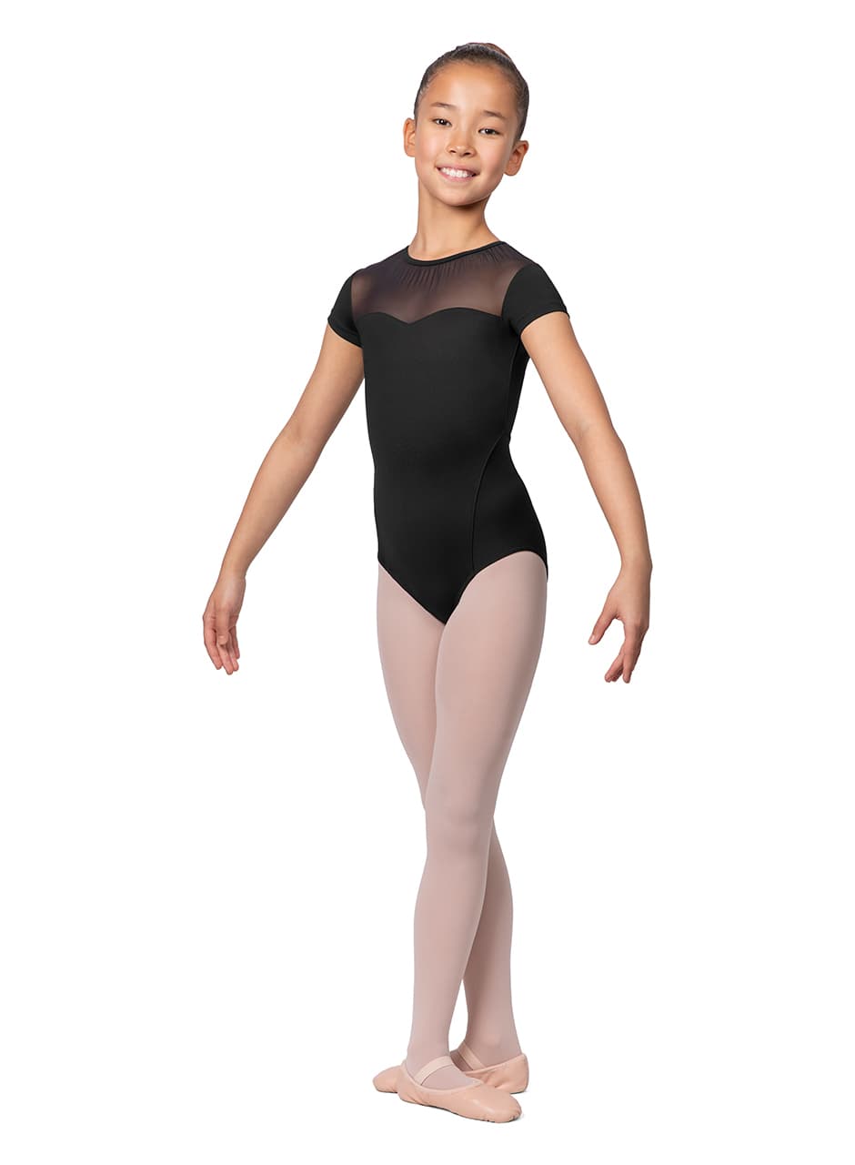 CL9642B Girls Bronte Cap Sleeve Leotard - Black 14