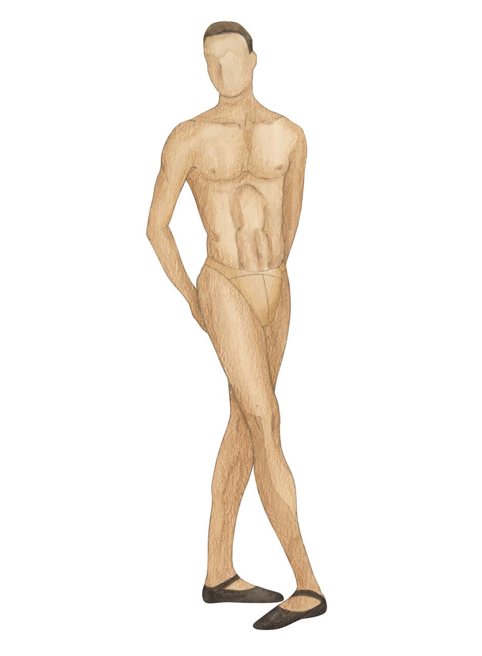B3914 MENS NARROW ELASTIC DANCE BELT -Nude XL