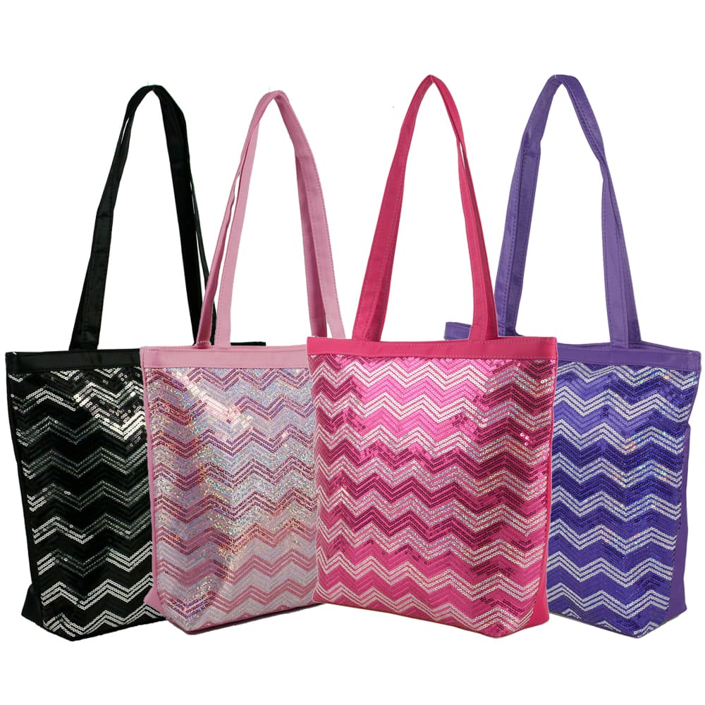 Chevron Sequin Totes 44521 Black