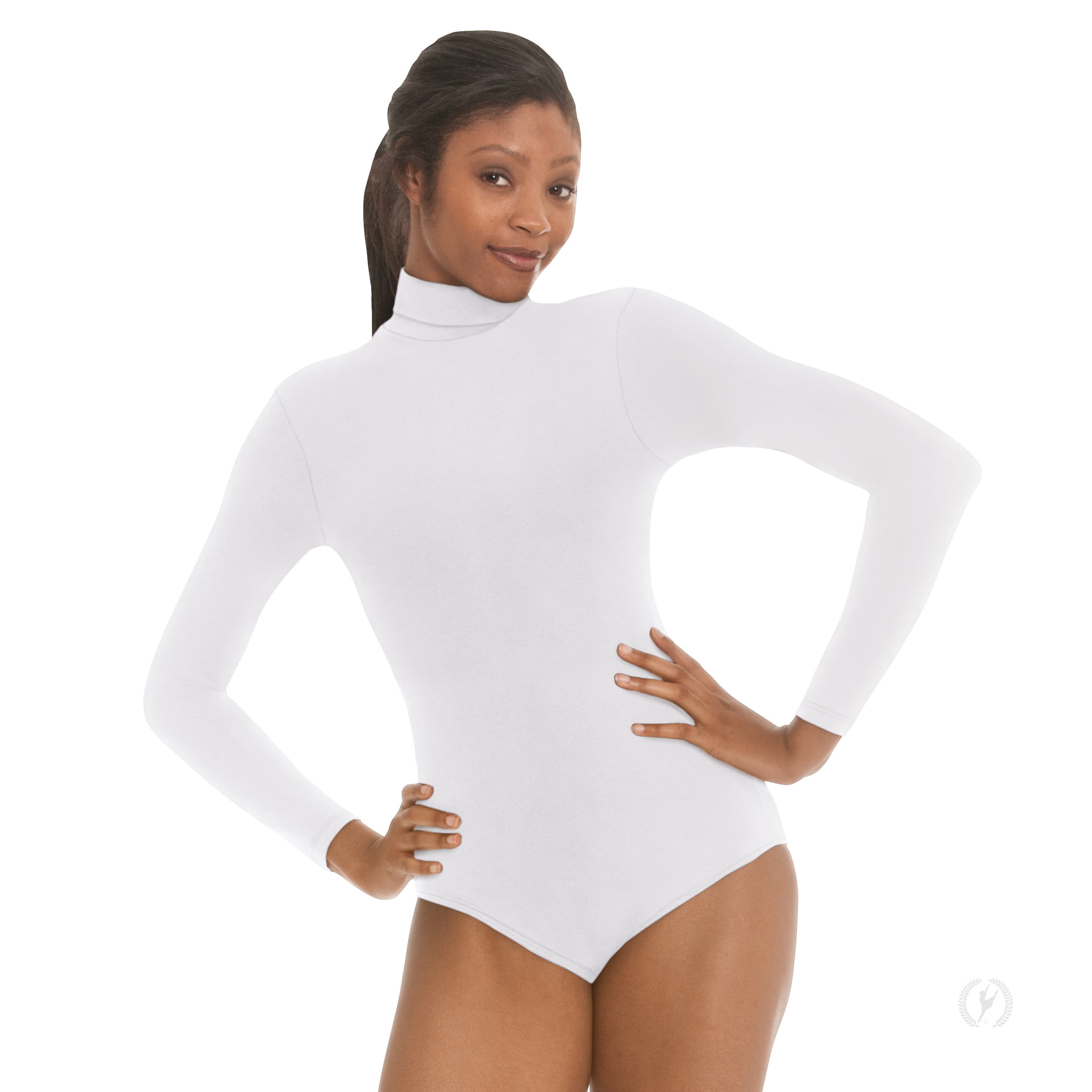 44131 - Zipper Back Mock Neck Leo w/ Tactel® Microfiber - Black Large