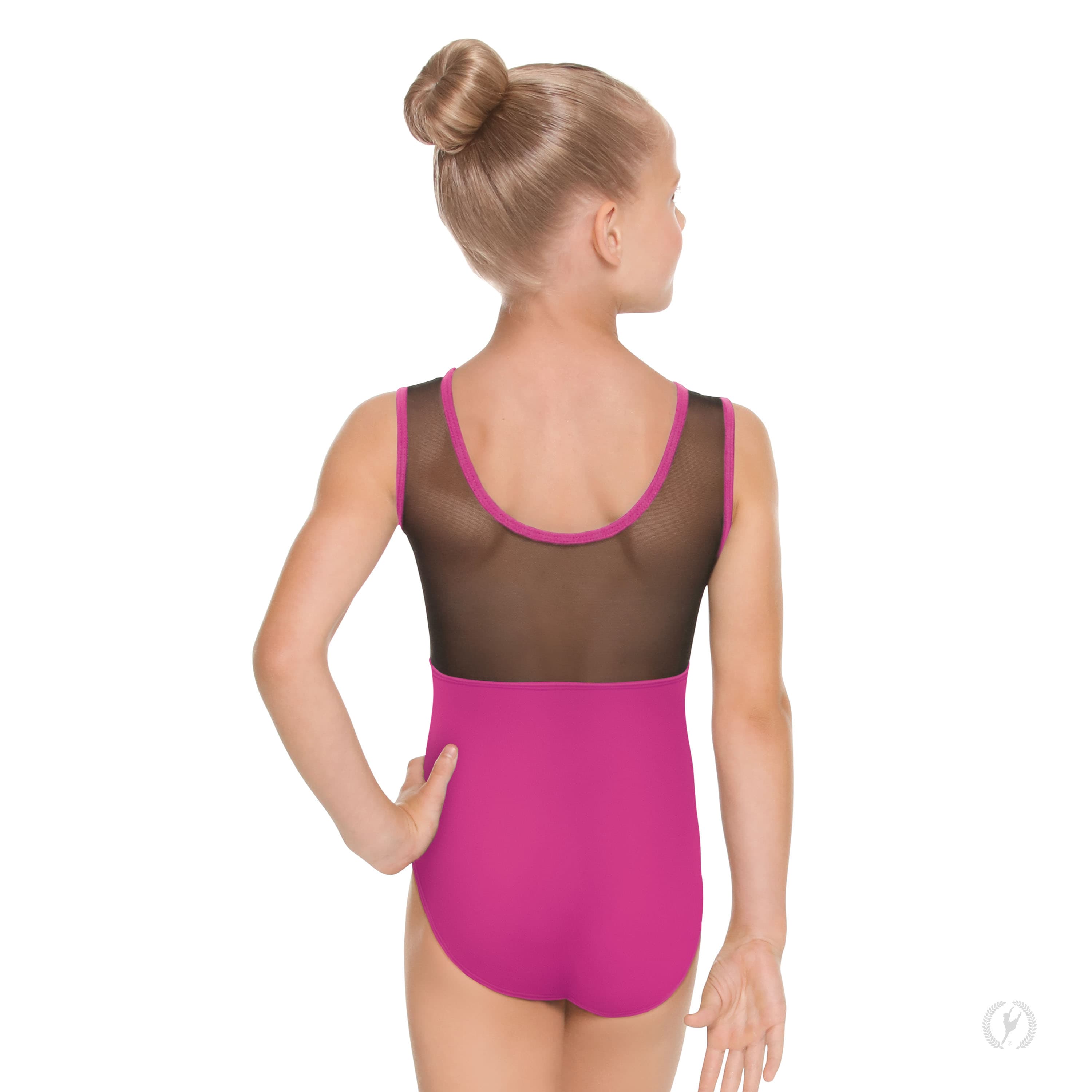 44586C Girls Mesh Back Tank Leo - Black/Black I (6x-7)