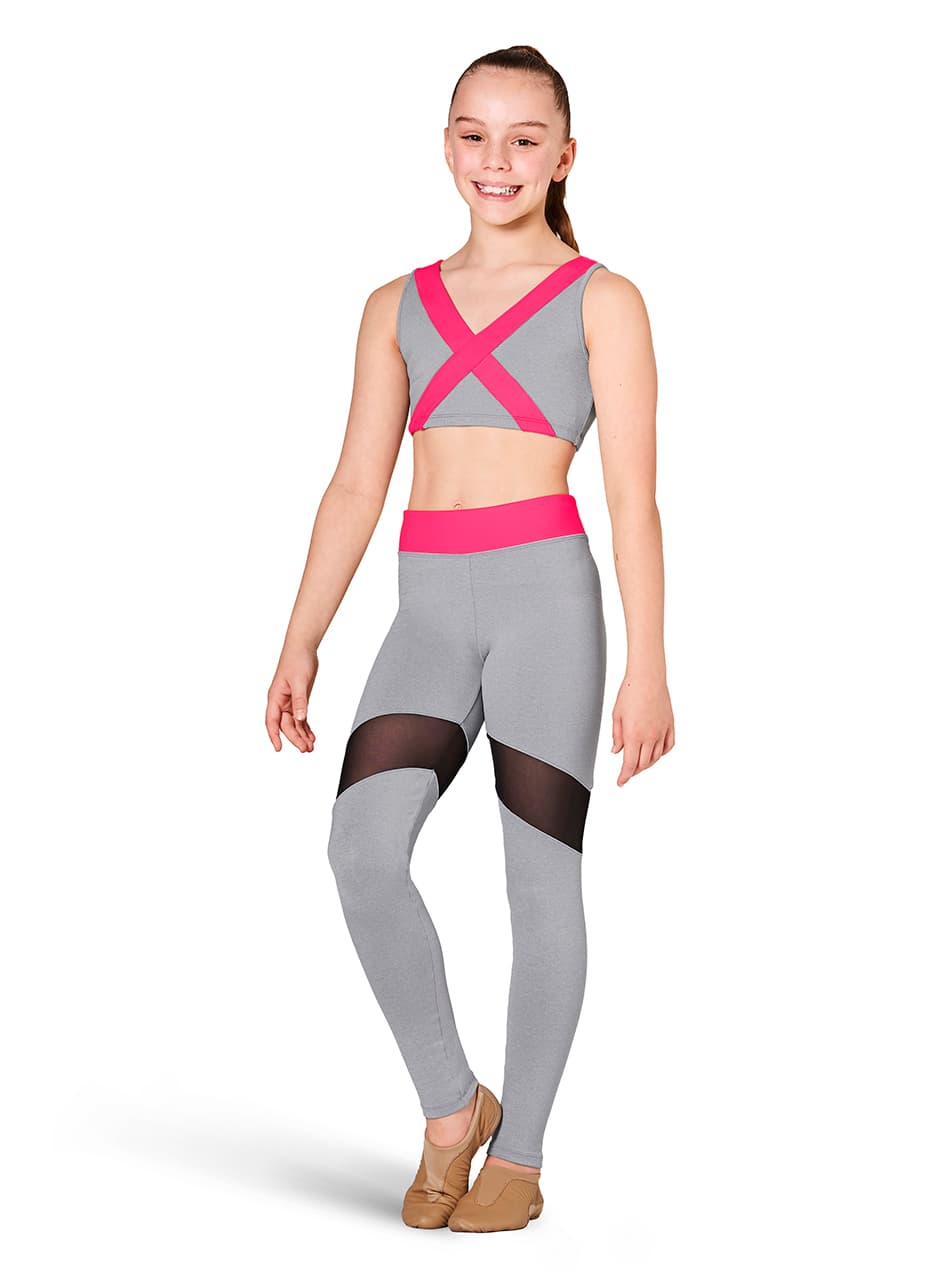 KA054P Contrast Waist Legging - Neon Pink 14